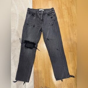 Hidden black, distressed women’s jeans
